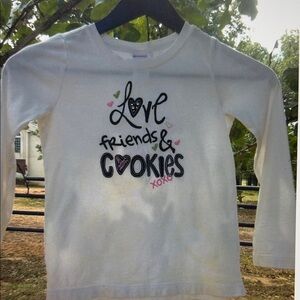 Gymboree Girls White Long Sleeve Tee with Love Friends & Cookies Design Size 6